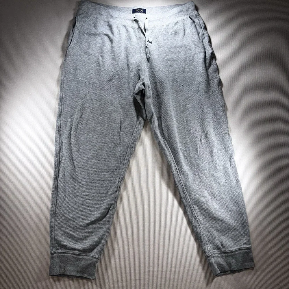 Polo Ralph Lauren Waffle Knit Men's Joggers‎ Sleep Pants Gray Large Athleisure